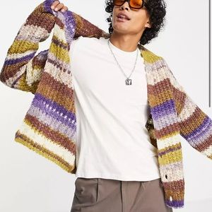 ASOS design Chunky Knit Stripe Cardigan Men’s Size Medium